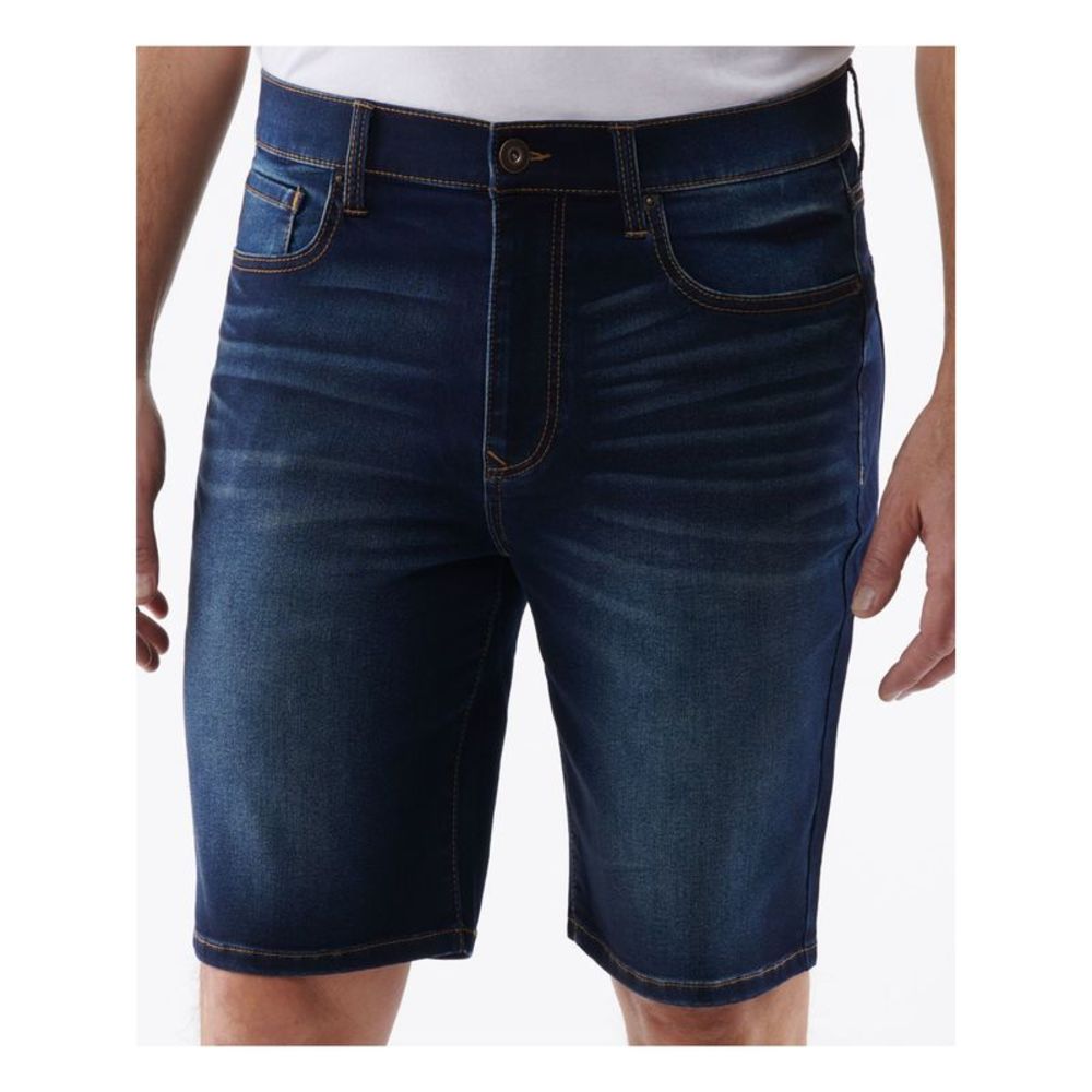 LAZER Mens Maximum Comfort Navy Slim Fit Stretch Denim Shorts 38